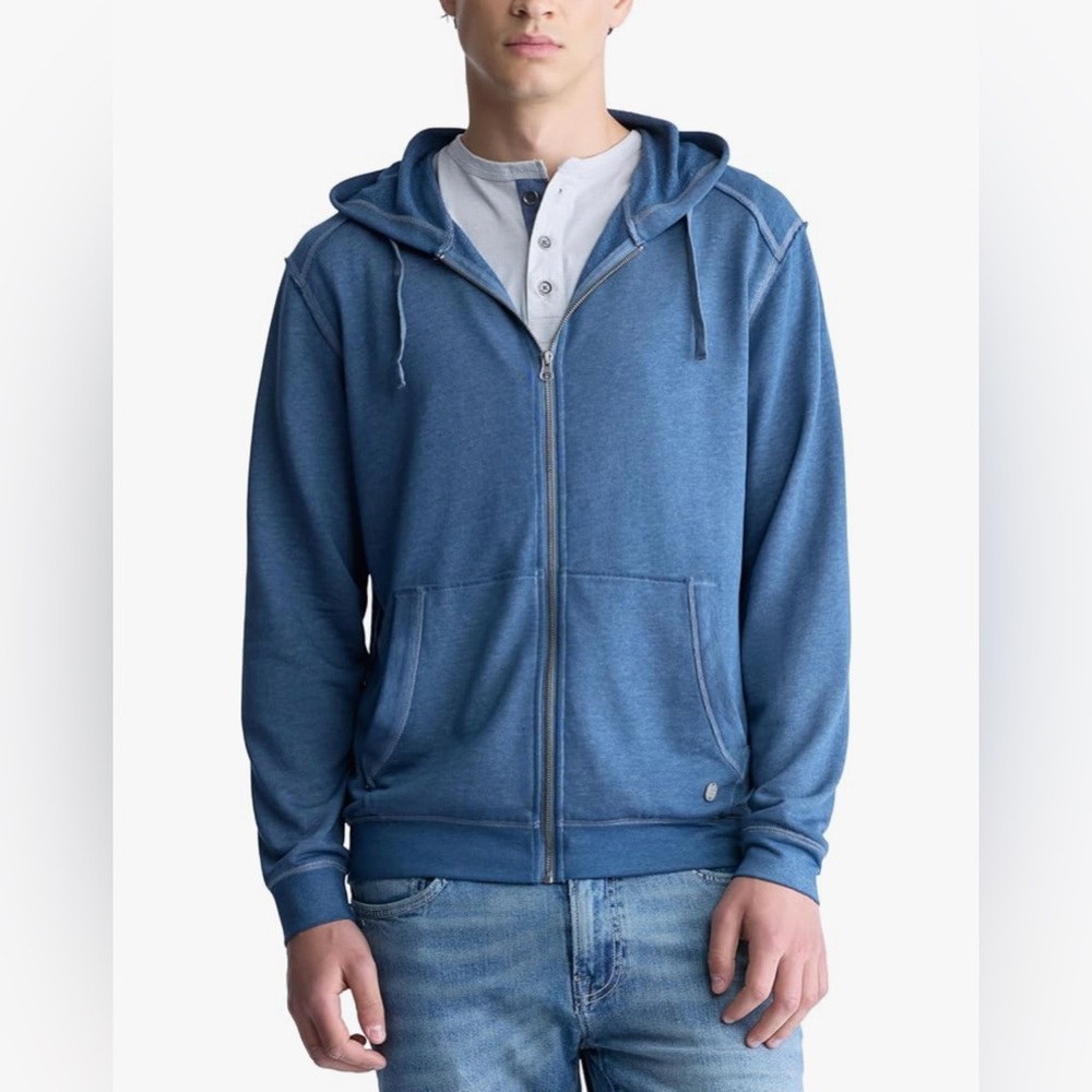 Buffalo David Bitton Men's Long Sleeve Burnout Hoodie Lightweight